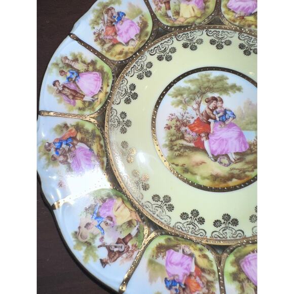MIDCENTURY FRAGONARD LOVE STORY ALT WIEN STAMPED 5 PIECE PLATE SET 1945-1952 - Picture 10 of 13